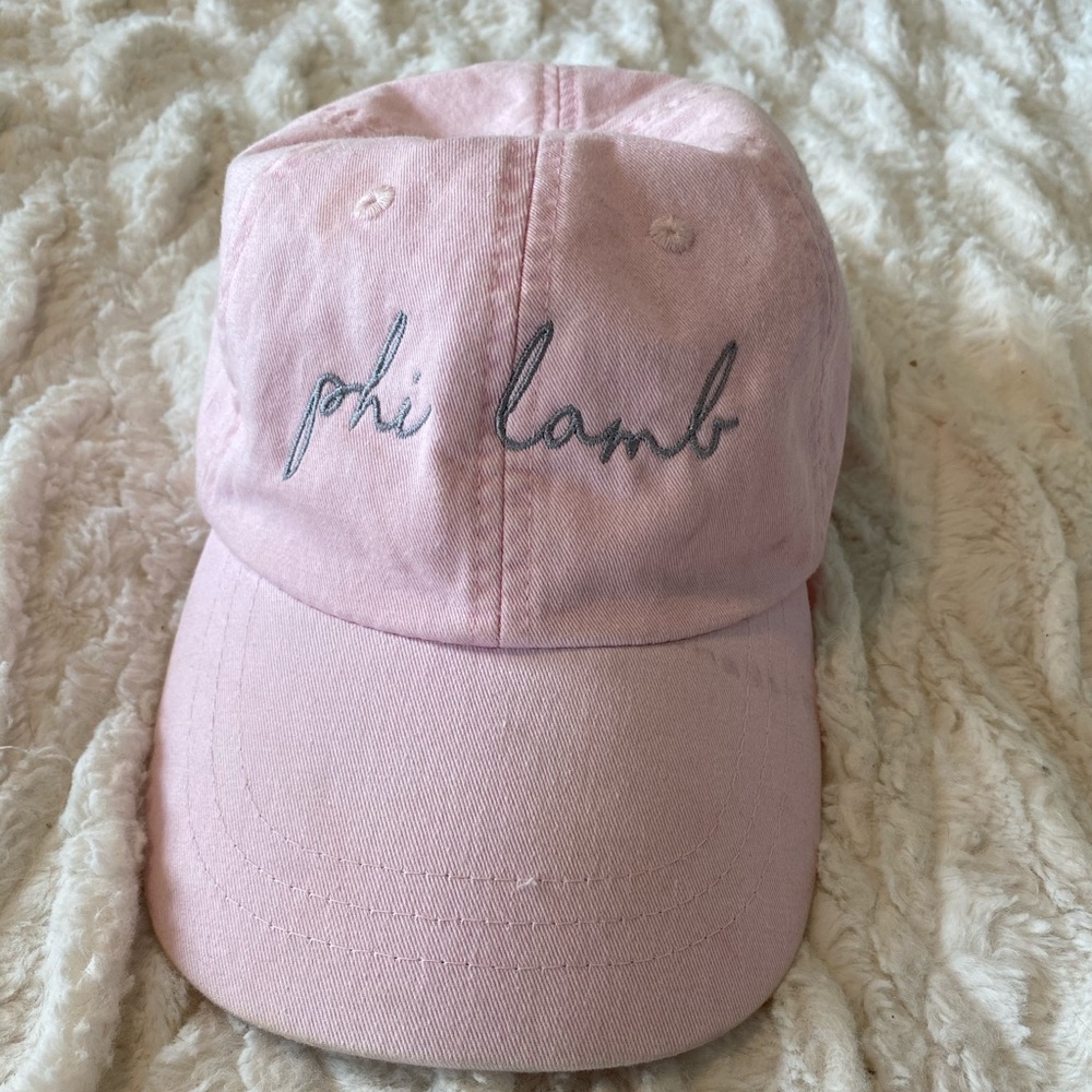 Sigma Phi Lambda light pink cap with grey words